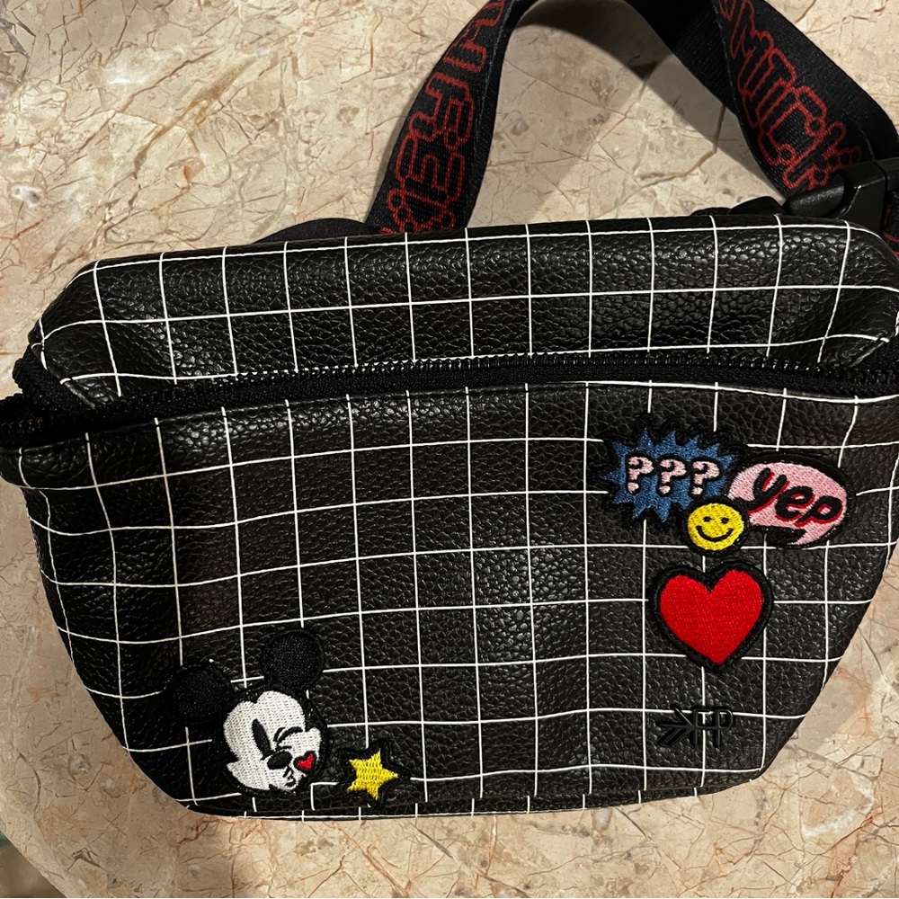 Freshly Picked + Disney Black Belt Bag with cartoon Mickey Mouse